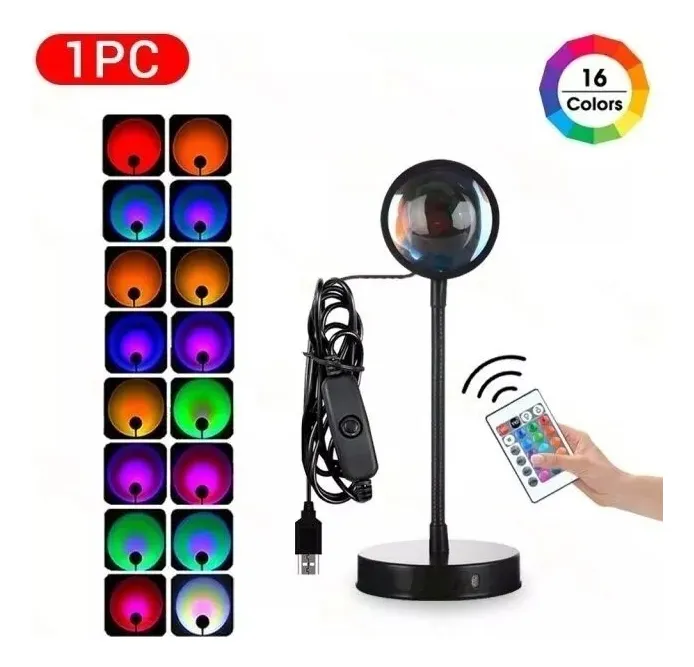 Lampara Proyector Atardecer C/remoto Usb 16 Colores Efectos Color de la estructura Negro