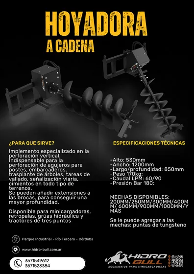Hoyadora Hidrobull - Accesorio Para Minicargadora Bobcat