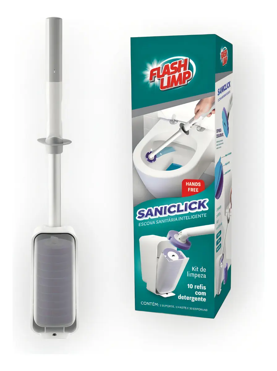 Escova Sanitaria Com Refil Descartavel, Saniclick Flashlimp