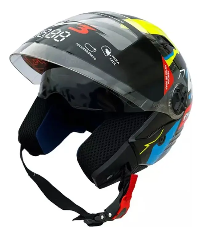 Capacete Fw3 X Open Up Diversos Tamanhos Oculos Interno Fume — foto 2