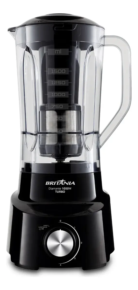 Liquidificador Diamante 2,65 L Com 4 Lâminas 1050W de Potência Cor Preto Britânia