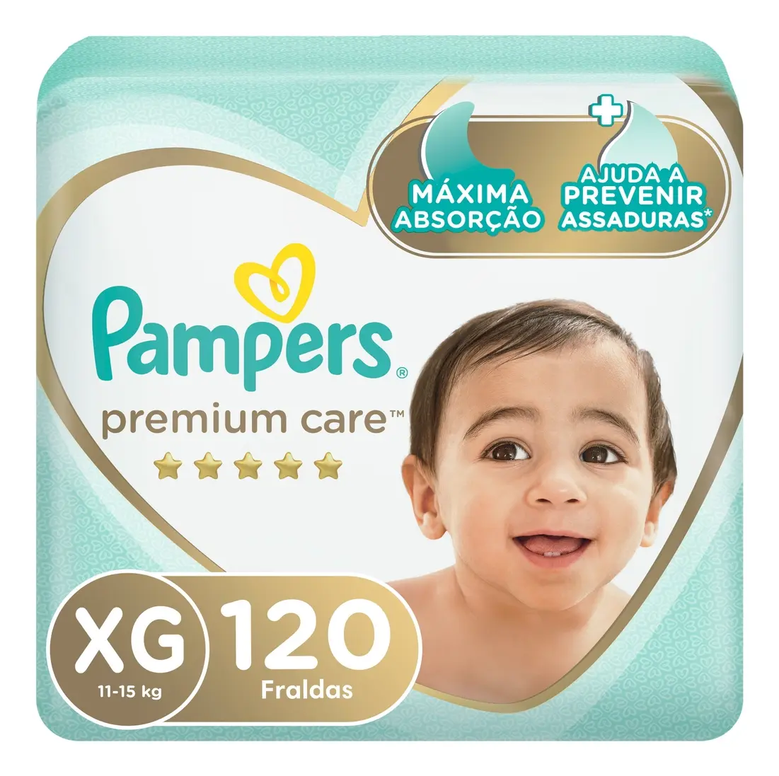 Fralda Pampers Premium Care Tamanho XG, 120 Unidades
