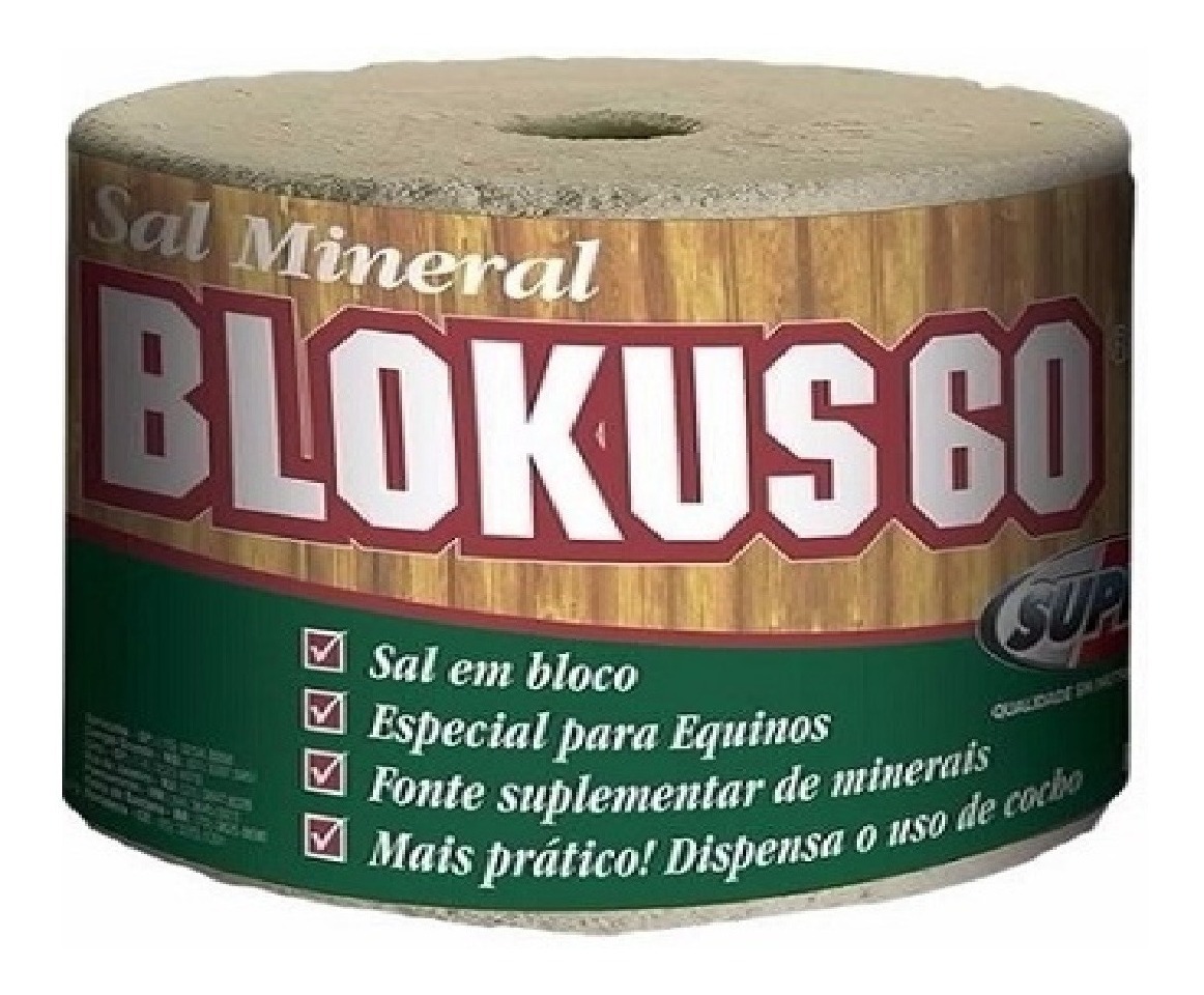 Bloco Sal Mineral Cavalo Blokus60 Nutrição Equinos 6kg 2un | Frete grátis