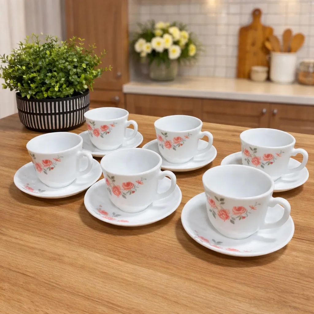 Jogo De Xicaras E Pires Vidro Café Chá 12 Peças 220ml