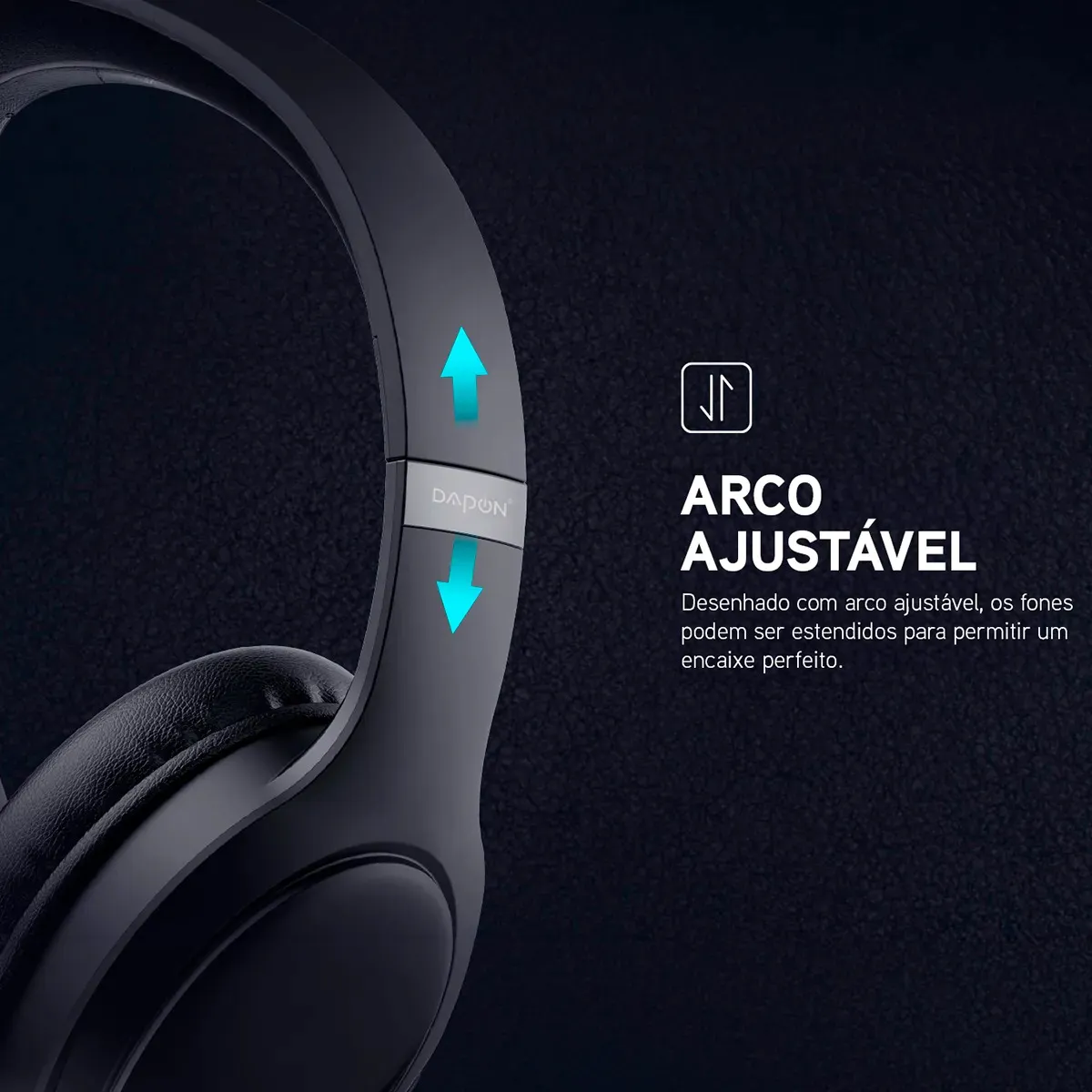 Fone De Ouvido Headphone Dapon H02d Bluetooth 5.1 Over-ear 22h Preto
