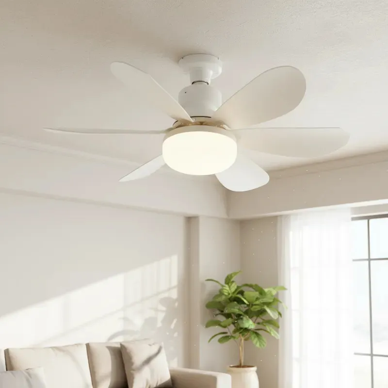 Lâmpada Ventilador De Teto  Hélices Controle Remoto Luz Mudo 127/220v Branco