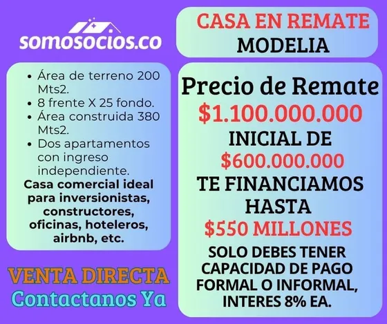   Casa En Modelia 600.000.000 Leer Descripcion 