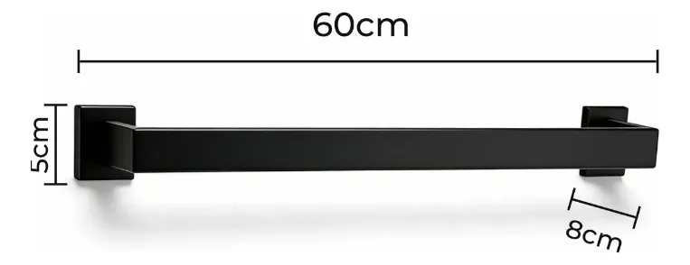 Kit Acessórios Banheiro Preto Inox 4 Peças Quadrado Premium Preto - Imagem 4