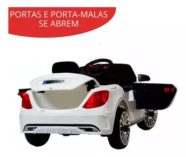 Mini Carro Elétrico Infantil Jipe com Controle Remoto Branco, Importway