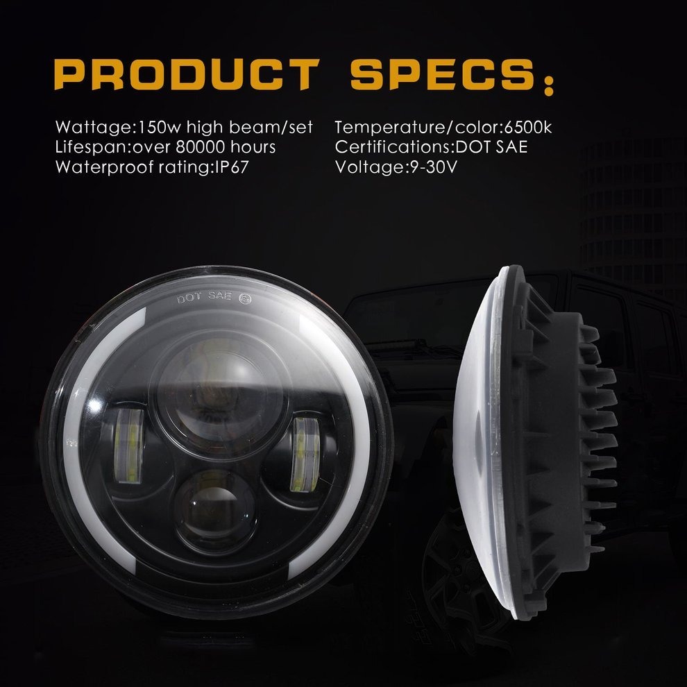 Para Jeep Jk Tj Suzuki Samurai 150w 7 Pulgadas Led Faro