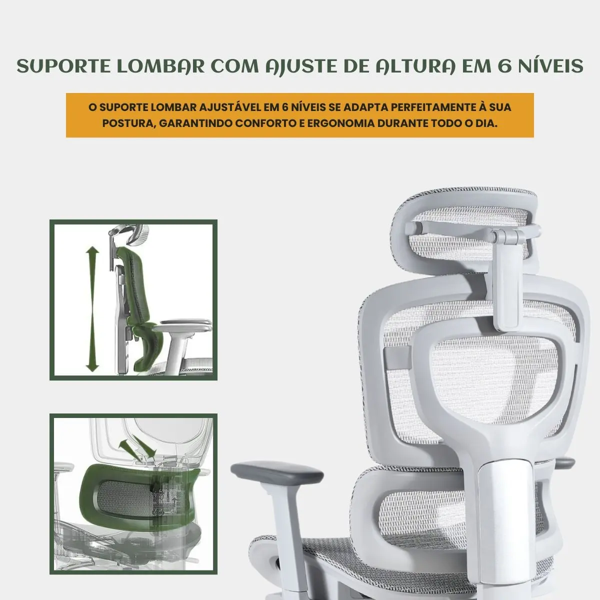 Cadeira de Escritório Ergonômica Mônaco WT07 Luvinco em Malha Respirável — foto 4