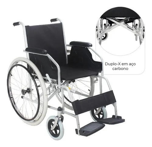 Cadeira De Rodas Manual Dobrável em Aço Carbono até 100 Kg D100 Dellamed - Imagem 3