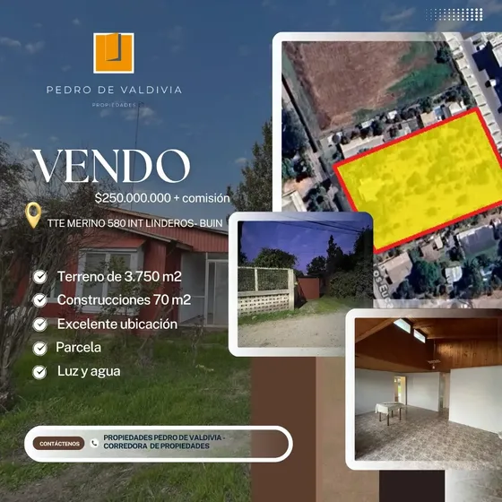 Vendo Parcela 3.750 M2 En Linderos-buin Excelente Ubicación