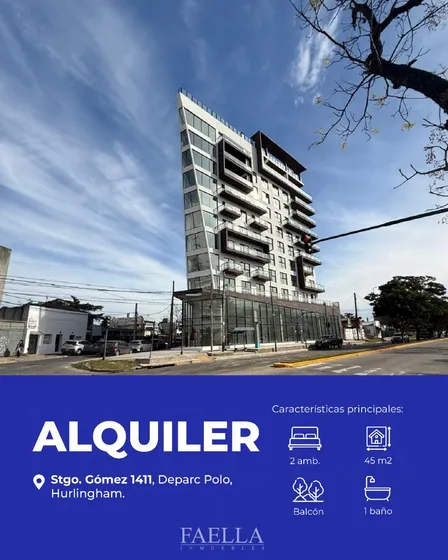Alquiler | 2 Amb A Estrenar Con Cochera  Deparc Polo, Hurlingham