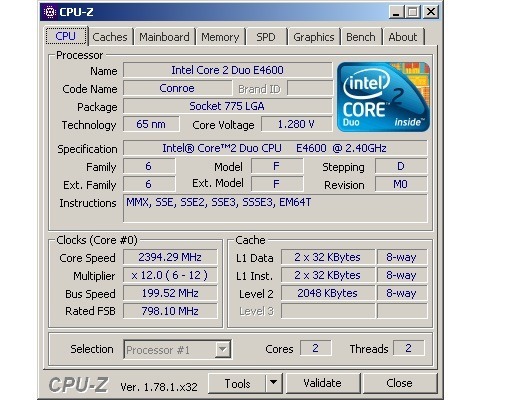 intel core 2 duo 2.4 ghz 3mb l2 800mhz bus