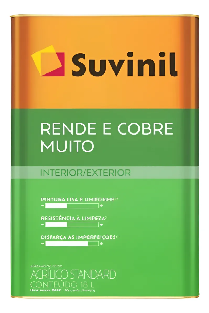 Tinta Acrílica Suvinil Standard Rende & Cobre 18l - Cores Acabamento Fosco Cor Branco