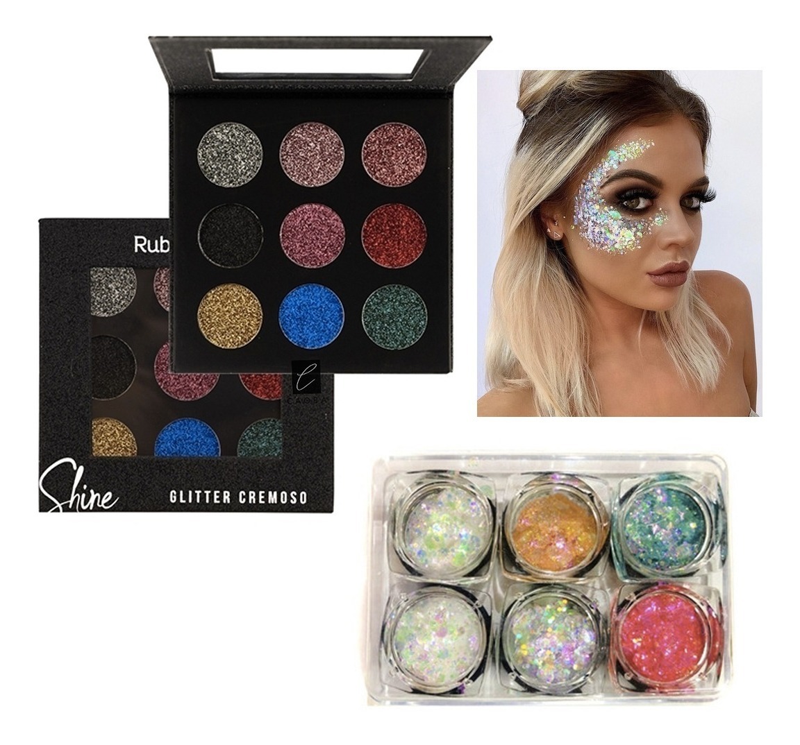 Combo Brillo Paleta Diamond + Glitter Escamas Gel Maquillaje