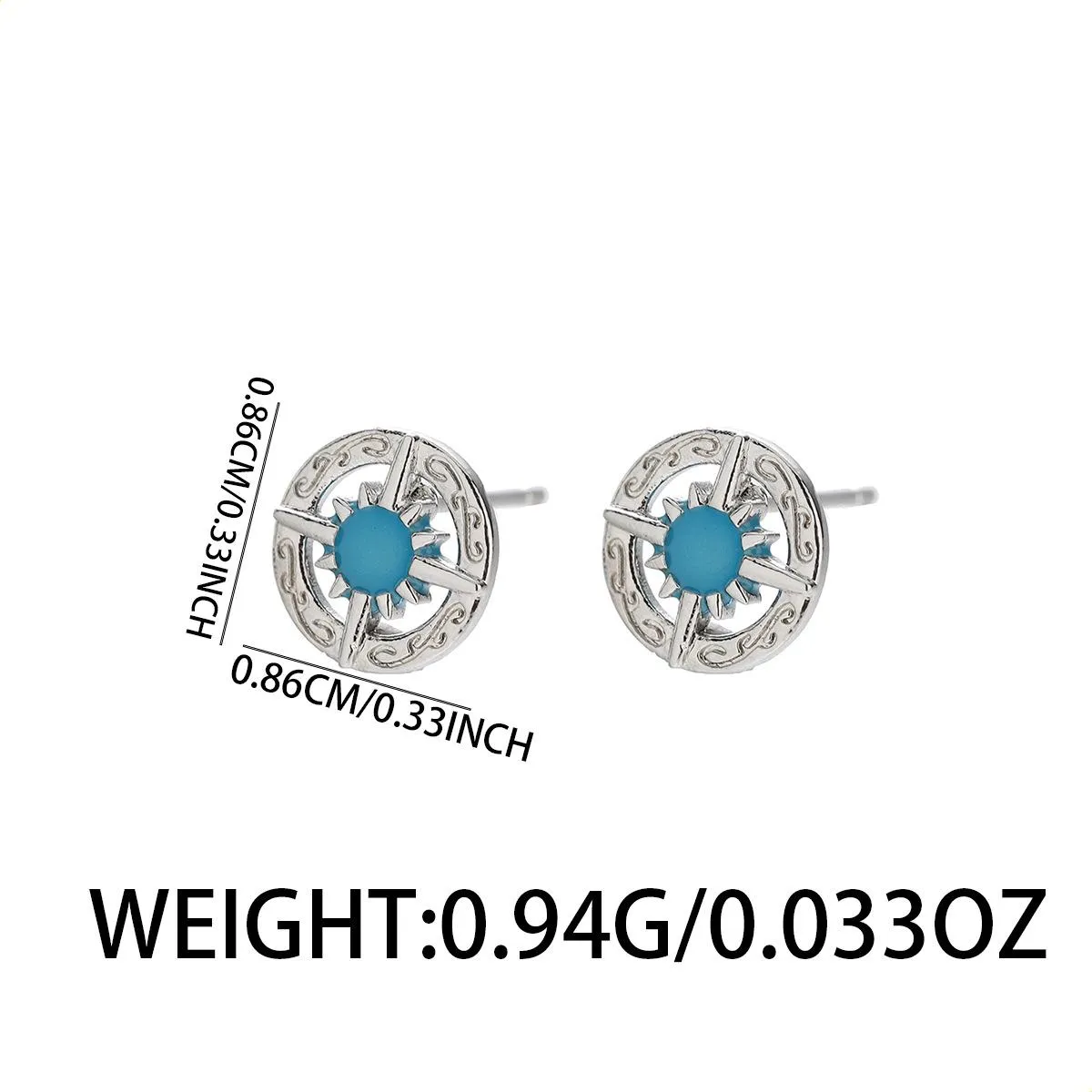 Brincos Masculinos Cruz Turquesa Prata 925 Fashion X281-a (polar Star Earrings) — foto 6
