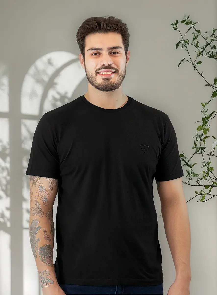 Camiseta Guess Masculina Bordado Peito Preta