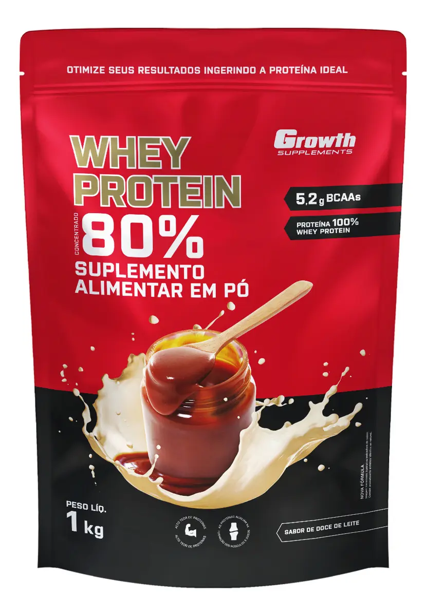 Whey Protein Concentrado 1kg Growth Supplements - Doce De Leite