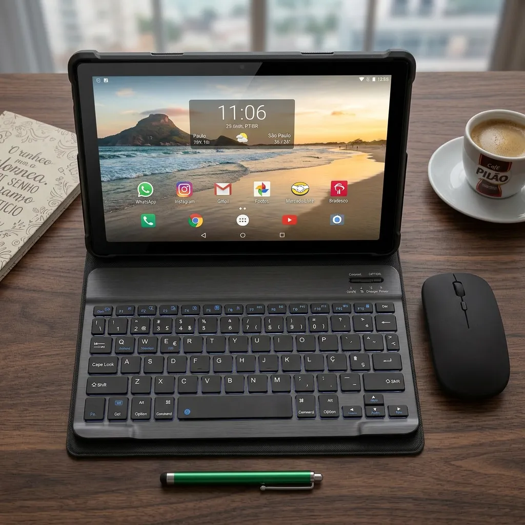 Tablet 10.1 4g Chip 16gb 512gb + Teclado Mouse Caneta Capa - foto 3