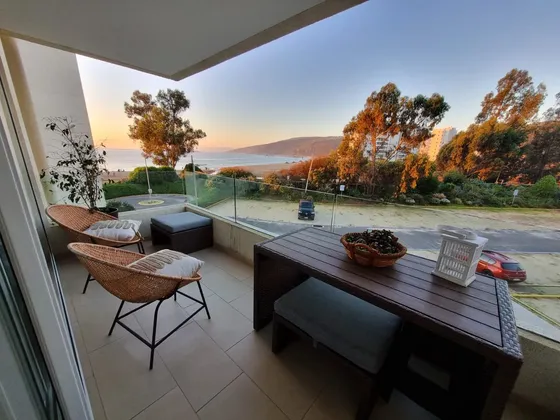 Arriendo Depto. Vista Directa Al Mar-4p En Papudo Laguna