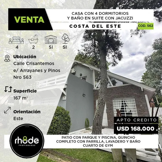 Casa Con Cuatro Dormitorios En Costa Del Este - Crisantemos E/ Arrayanes Y Pinos Al 563