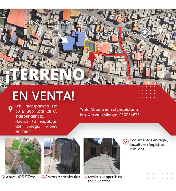  ¡¡ Terreno En Venta En Huaraz Ciudad !!  