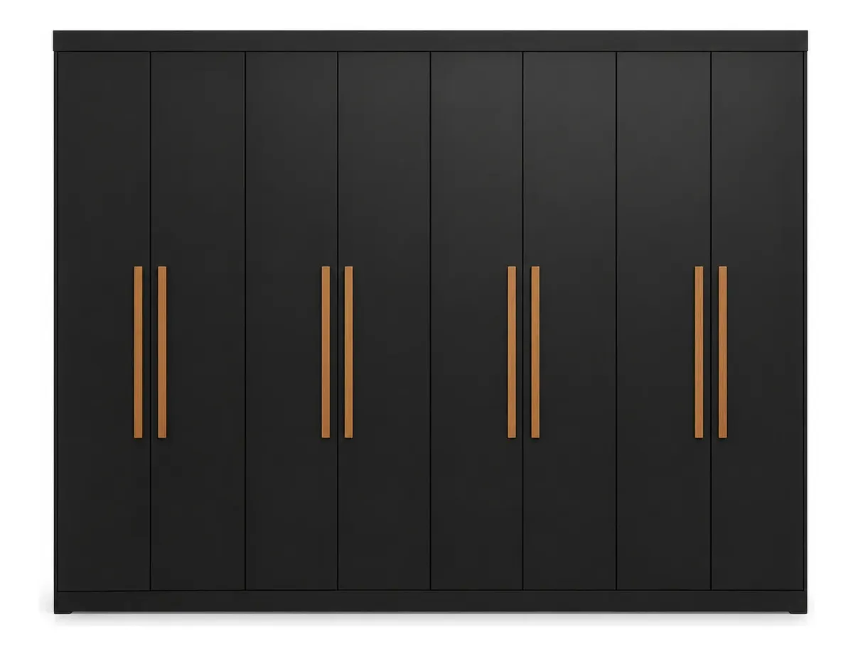 Guarda Roupa Casal 8 Portas Preto Espresso Móveis 4 Gavetas MDF 200x237x47cm