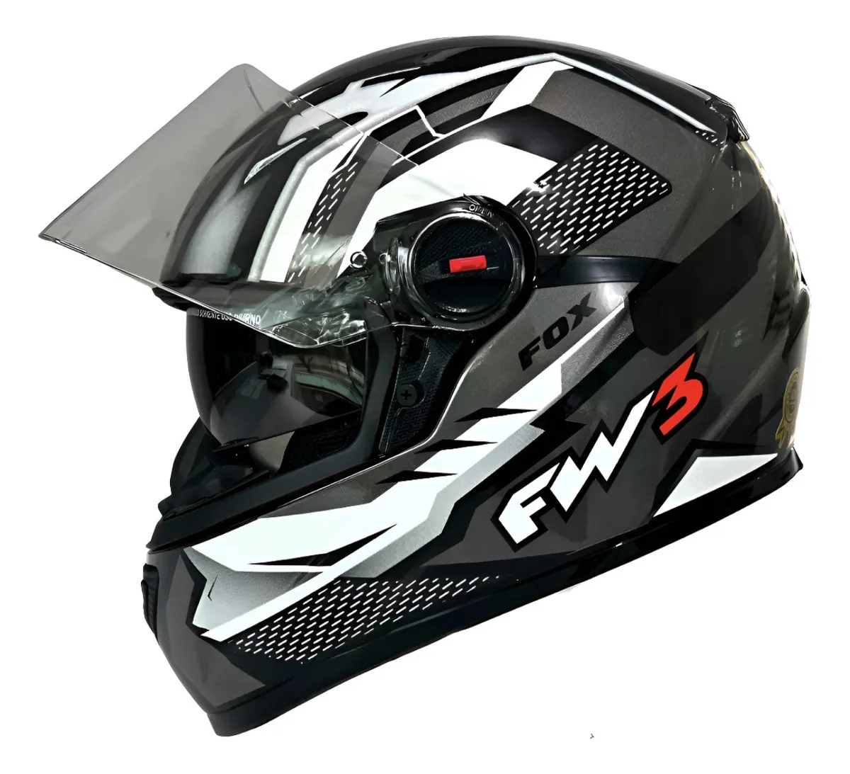 Capacete para moto Fw3 gtx fox com viseira solar grafite brilhante tamanho 58