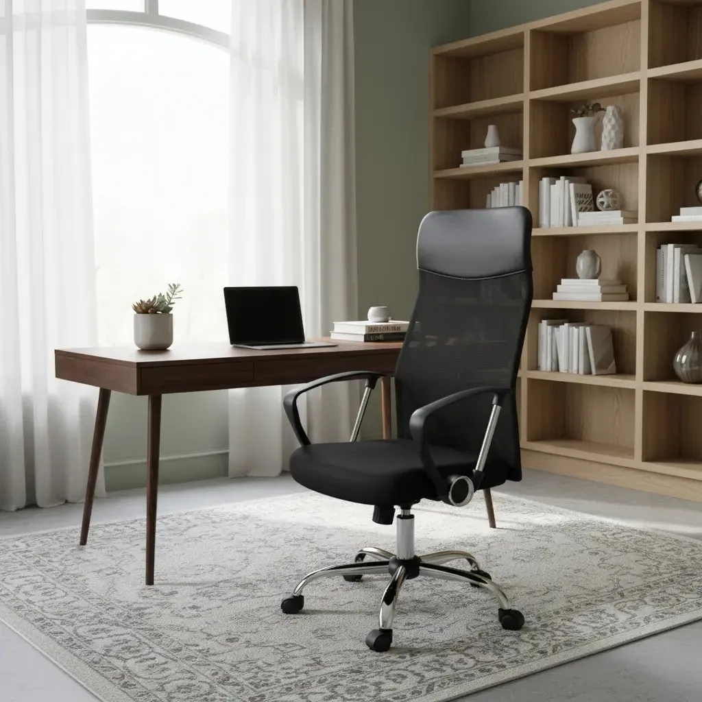 Silla de Oficina Ergonómica Ejecutiva con Malla Transpirable y Giro 360° en Negro