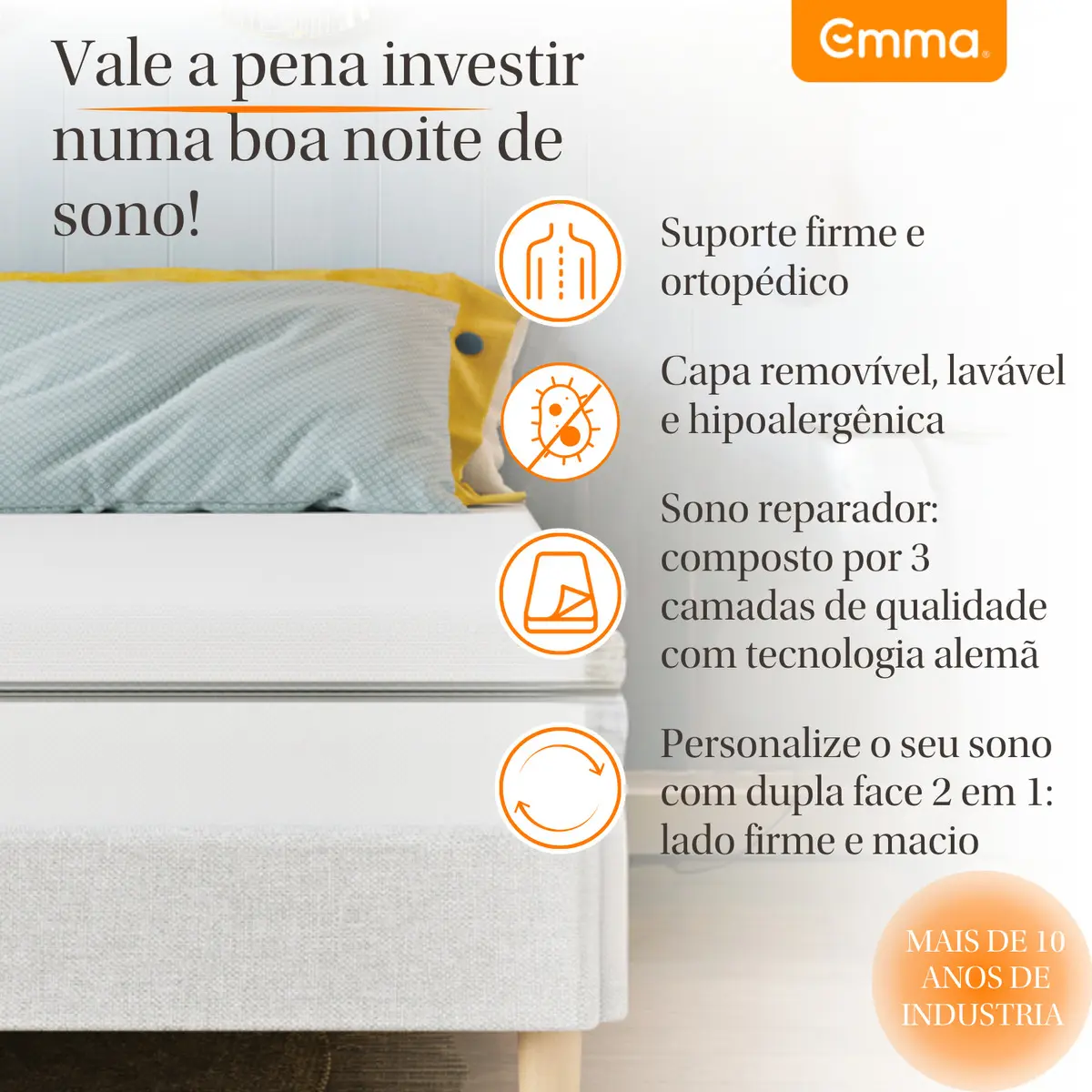 Colchão Casal Emma Duo Comfort 138x188cm Dupla Face com Capa Lavável — foto 10