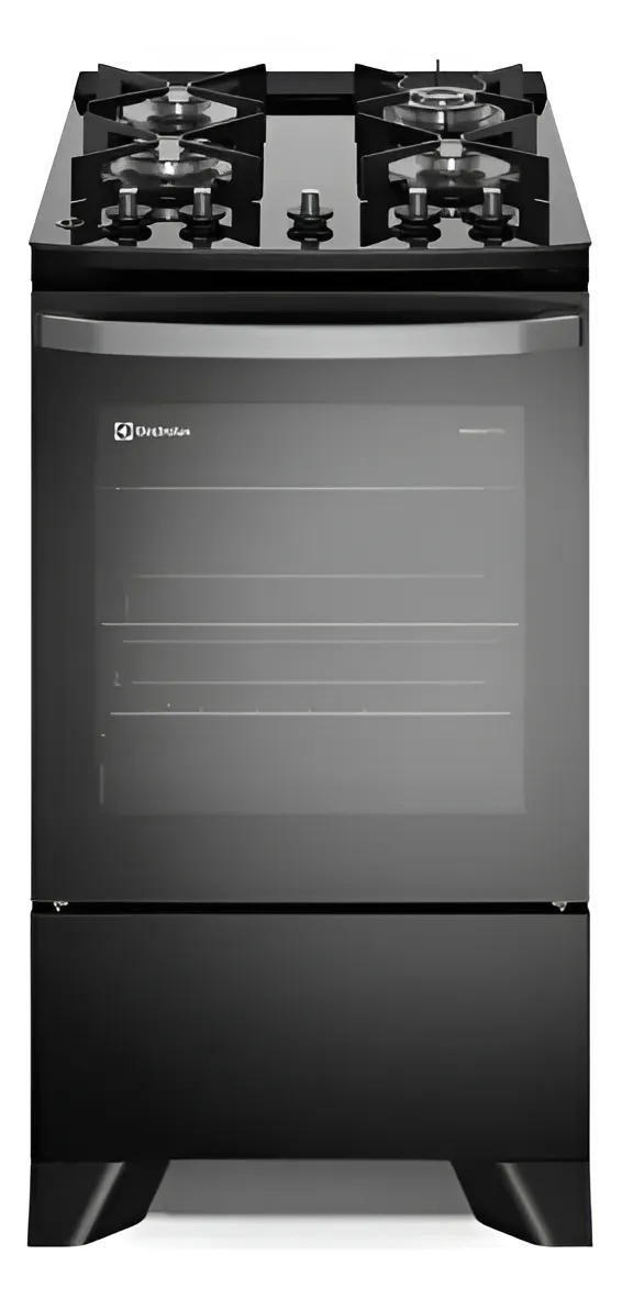 Fogão 4 bocas Electrolux Preto Efficient Mesa de Vidro, PerfectCook e Tripla Chama (FE4GP)