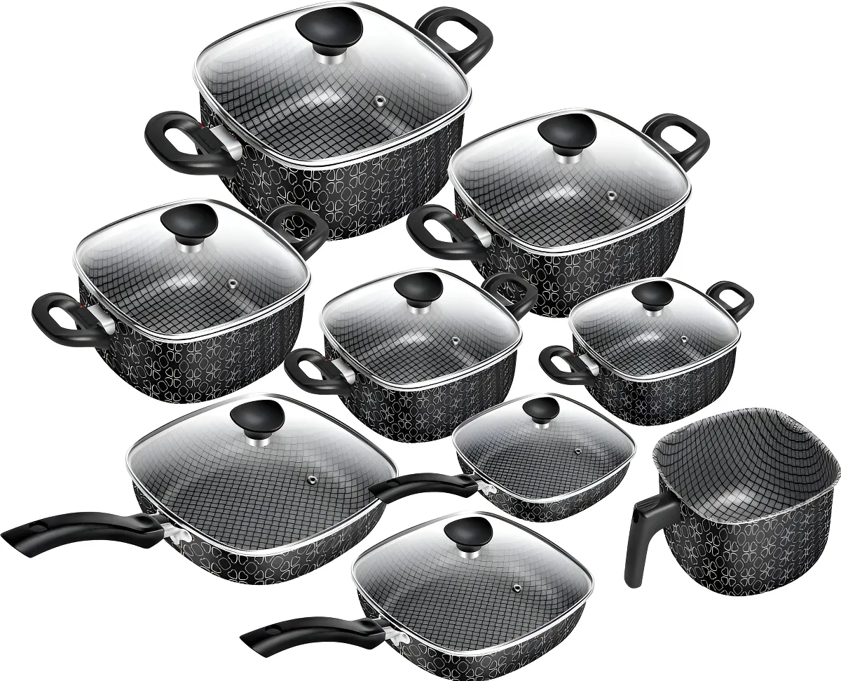 Jogo de Panelas Patolux 9 Peças Antiaderente Alumínio Preto