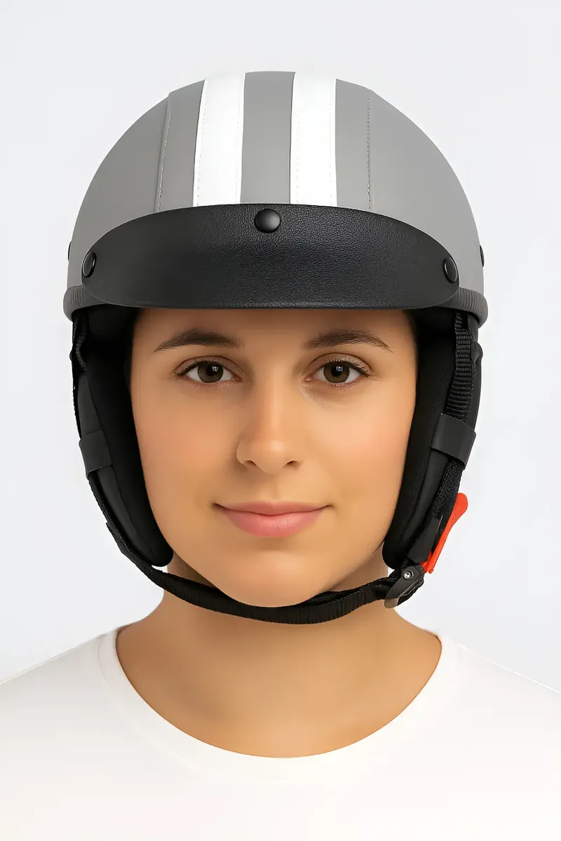 Capacete Coquinho Couro Cinza Para Scooter Elétrica Patinete — foto 2