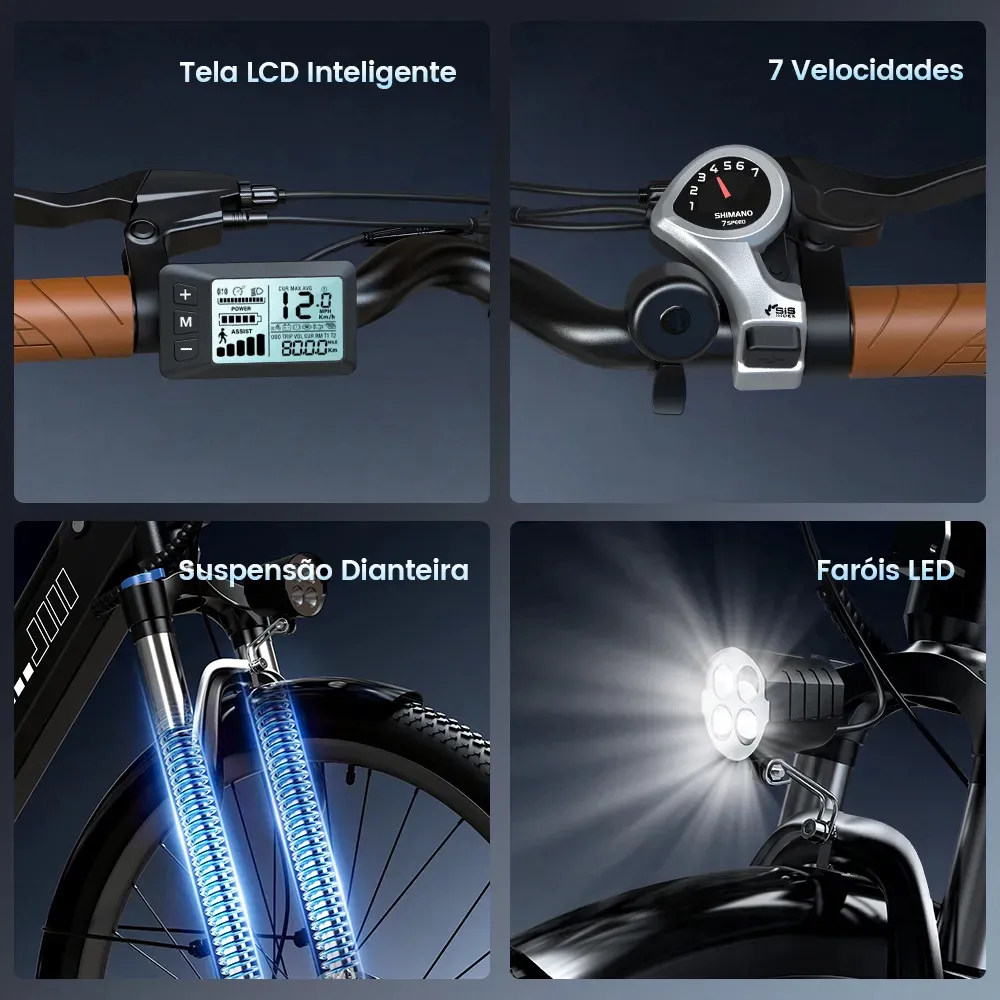 Xroymexroy UCITYS 750W aro 26 — bicicleta elétrica com bateria removível — foto 4 da galeria