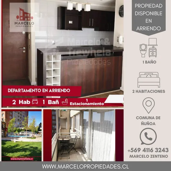 Arriendo Departamento 2d+1b. Comuna De Ñuñoa. Codigo #106