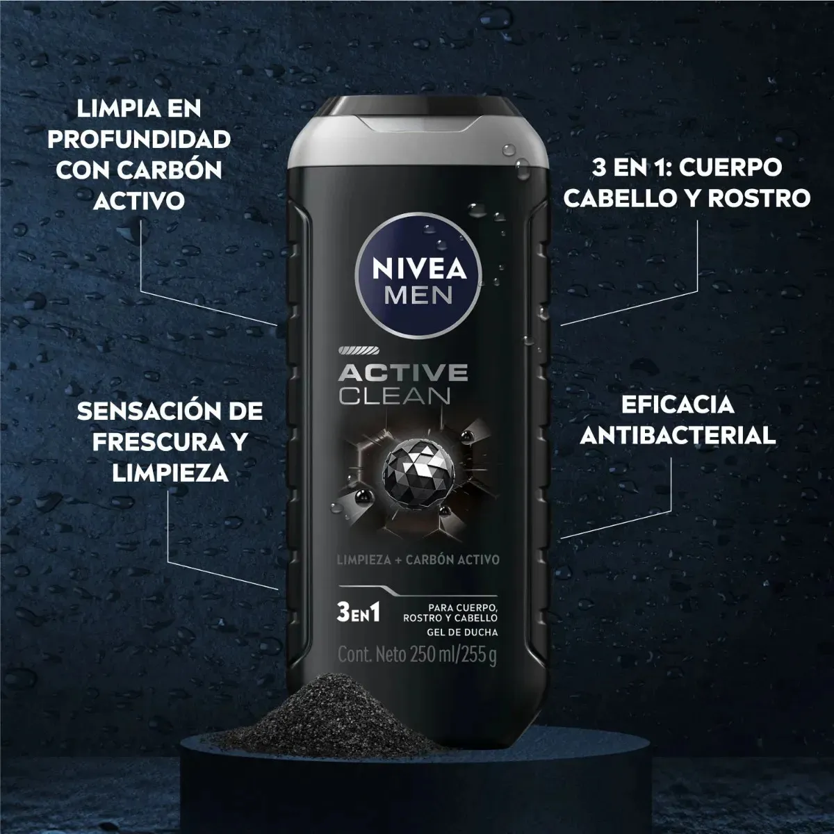 NIVEA MEN GEL DE DUCHA ACTIVE CLEAN 250 ML