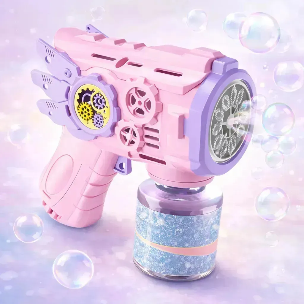 Pistola Automática Lança Bolhas de Sabão com Luz