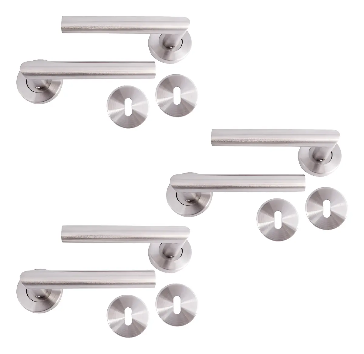 Pack X3 Manija Picaporte Herraje Acero Inoxidable Puertas Color Plateado
