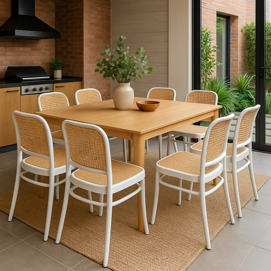 Kit 4 Cadeiras Jantar Rattan Arabesco Empilhável