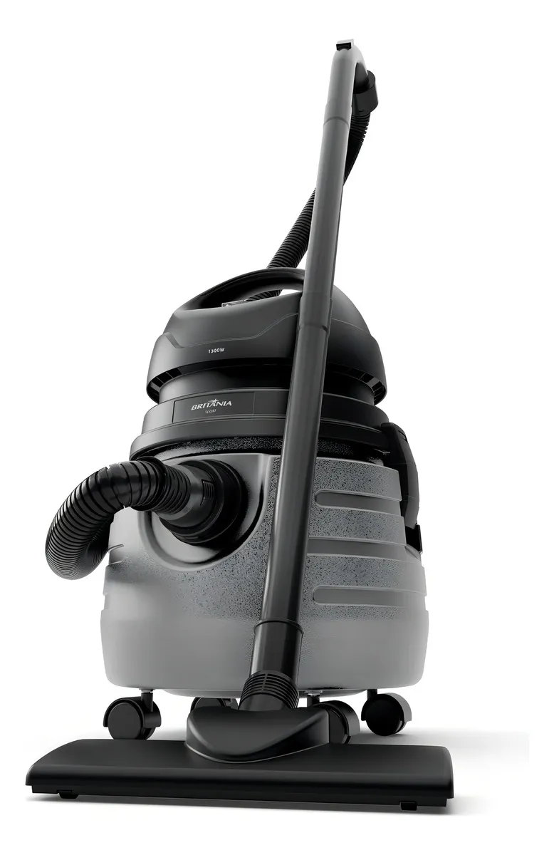 Aspirador de pó Britânia BAS87 na cor preta e cinza com mangueira e bocal de piso