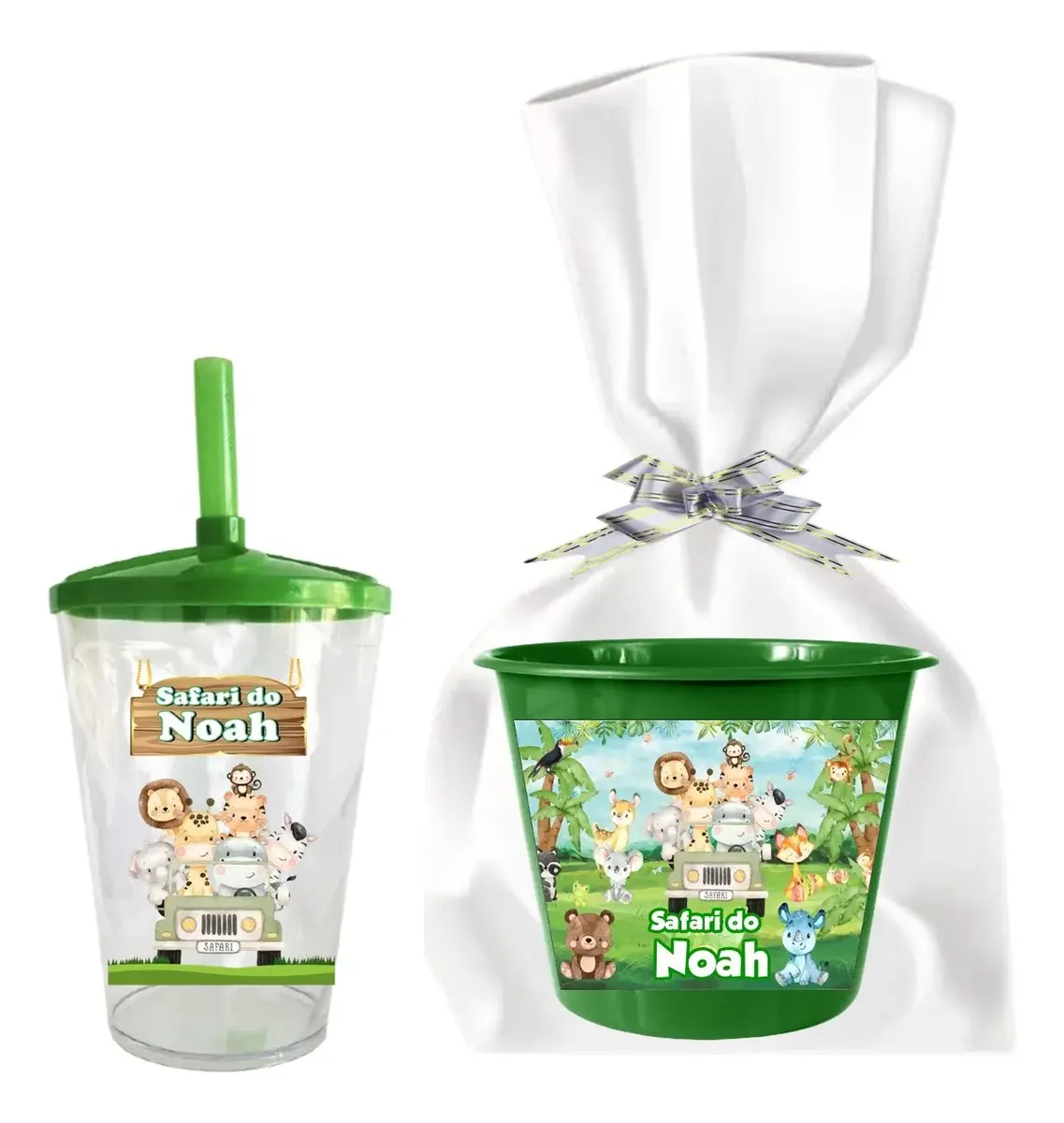 Kit Festa 10 Balde De Pipoca 10 Copo Personalizado Safari