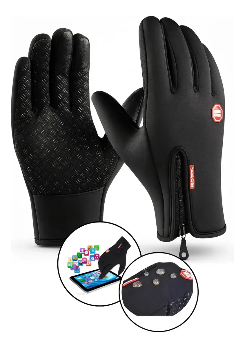 Luva De Moto Motoqueiro Termica Impermeavel Touch Frio Preto luva motoqueiro