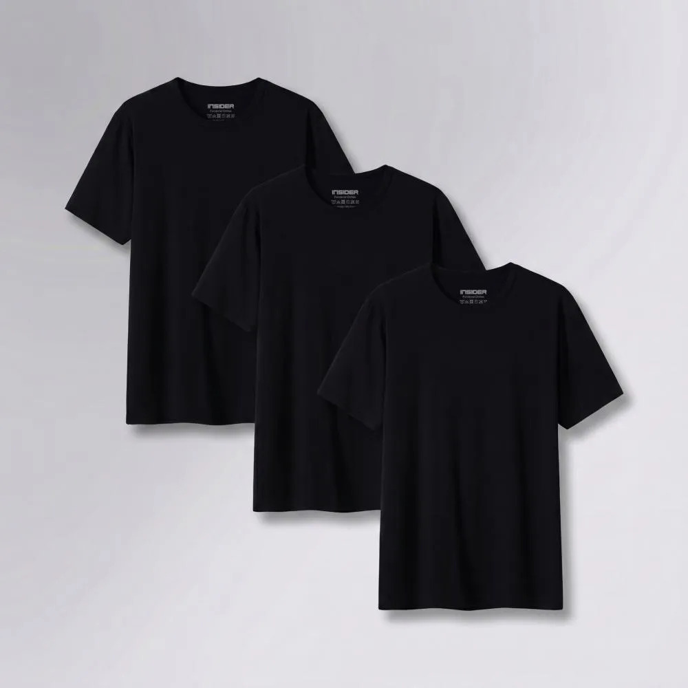 Kit 3 Camisetas  Light T-shirt Insider Preto M Lisa