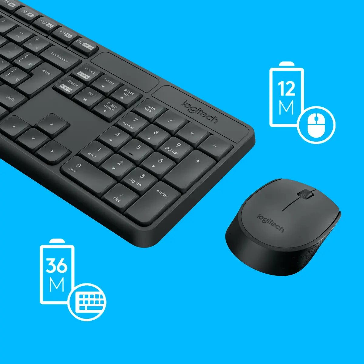Kit de teclado e mouse sem fio Logitech MK235 teclado grafite e mouse preto