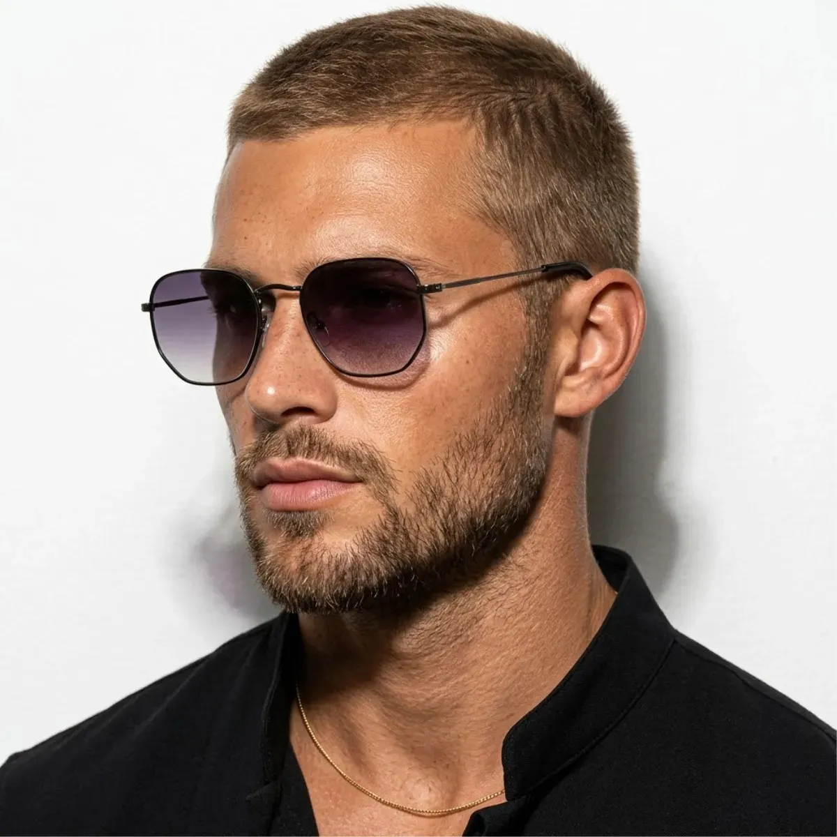 Óculos De Sol Hexagonal Grafite Unissex Proteção Moda Verão Masculino Summer Homem Metal Mulher Mais Vendido Premium