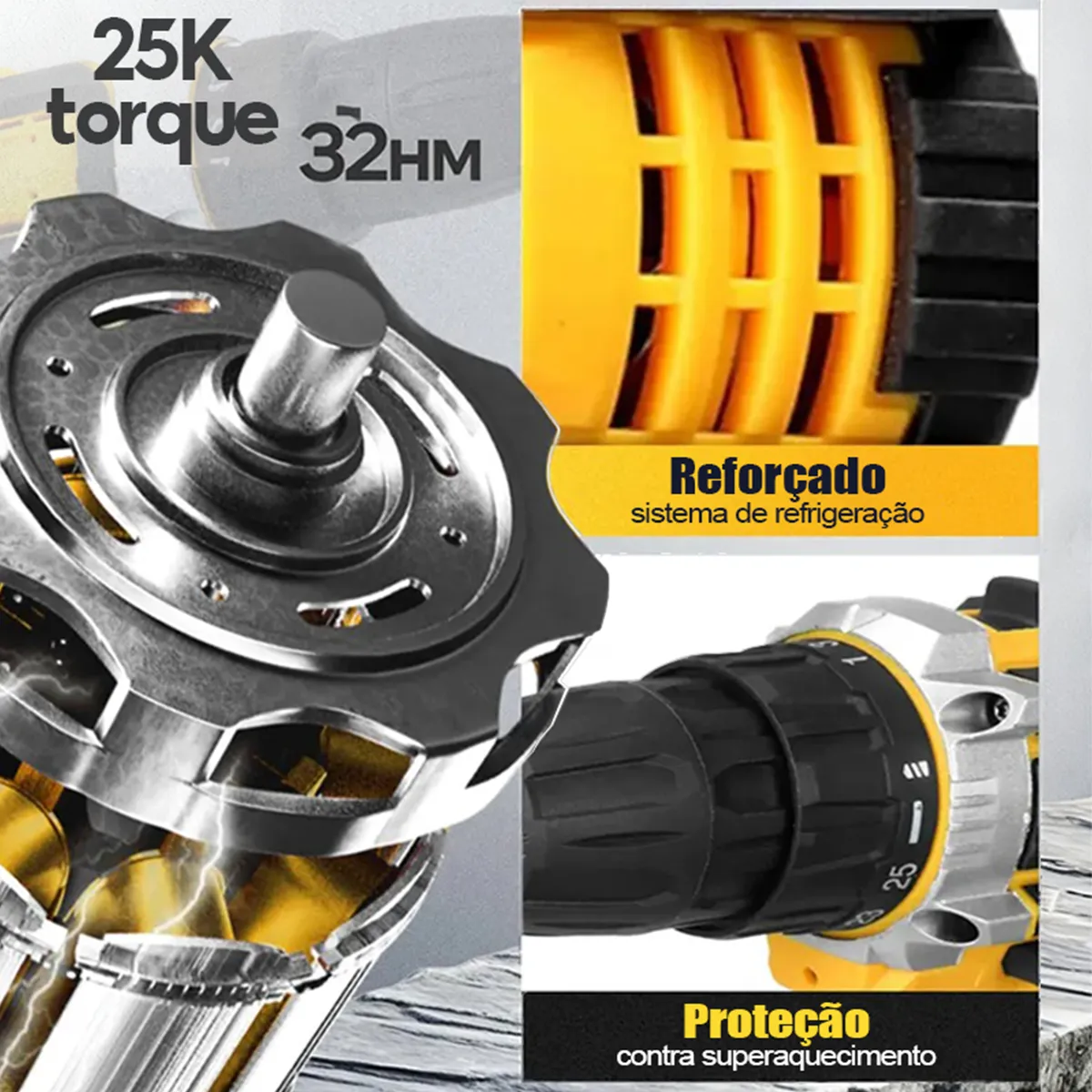 Parafusadeira Furadeira Impacto Sem Fio 48v 2 Bateria Bivolt