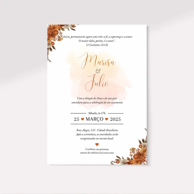 Convite Casamento Personalizado - Modelo Simples