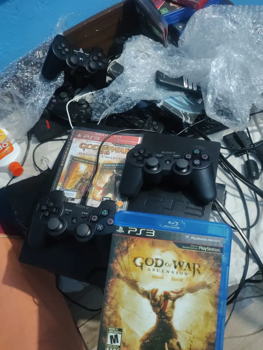 Console PS3 Slim 160GB preto com 2 controles sem fio edicao Minecraft